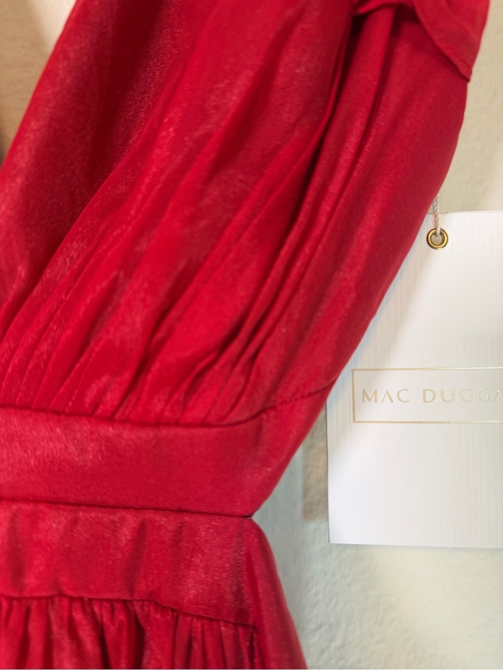 NWT Mac Duggal 49528 Wine Organza Ruffle Plunge Tie Back Maxi Gown Sz 2 - Picture 9 of 15